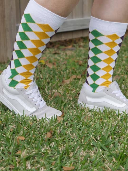 Chaussettes imprimées White Diamond (adultes, bébés et enfants) pour la vente par Mardi Gras Creations