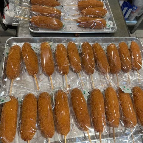 THANK YOU DONUTS & CORN DOGS - Wholesale Puffed Snack - Mozza Cheese Corn Dog (Bulk size-(50ea)