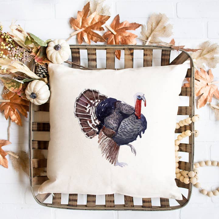Klassisches Vintage-Thanksgiving-Kissen mit der Türkei für den Großhandel von Hickory Point Farm Co.