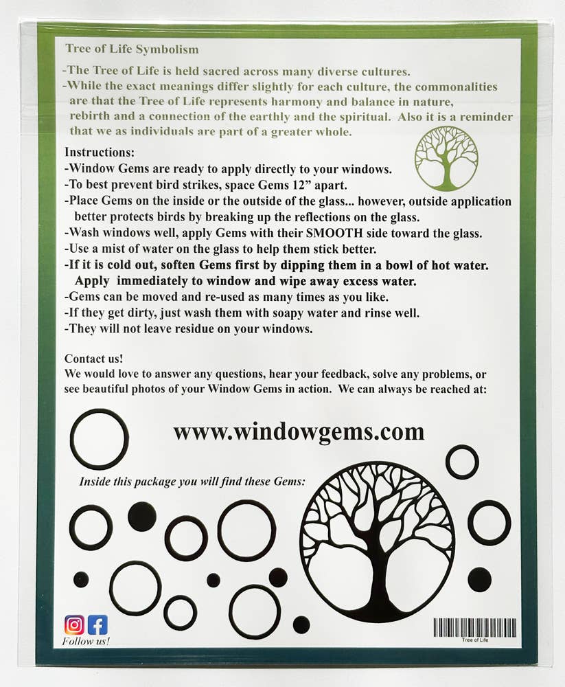 Window Gems - Wholesale Suncatcher - Tree of Life Window Clings Prismatic Suncatcher, Bird Safety5