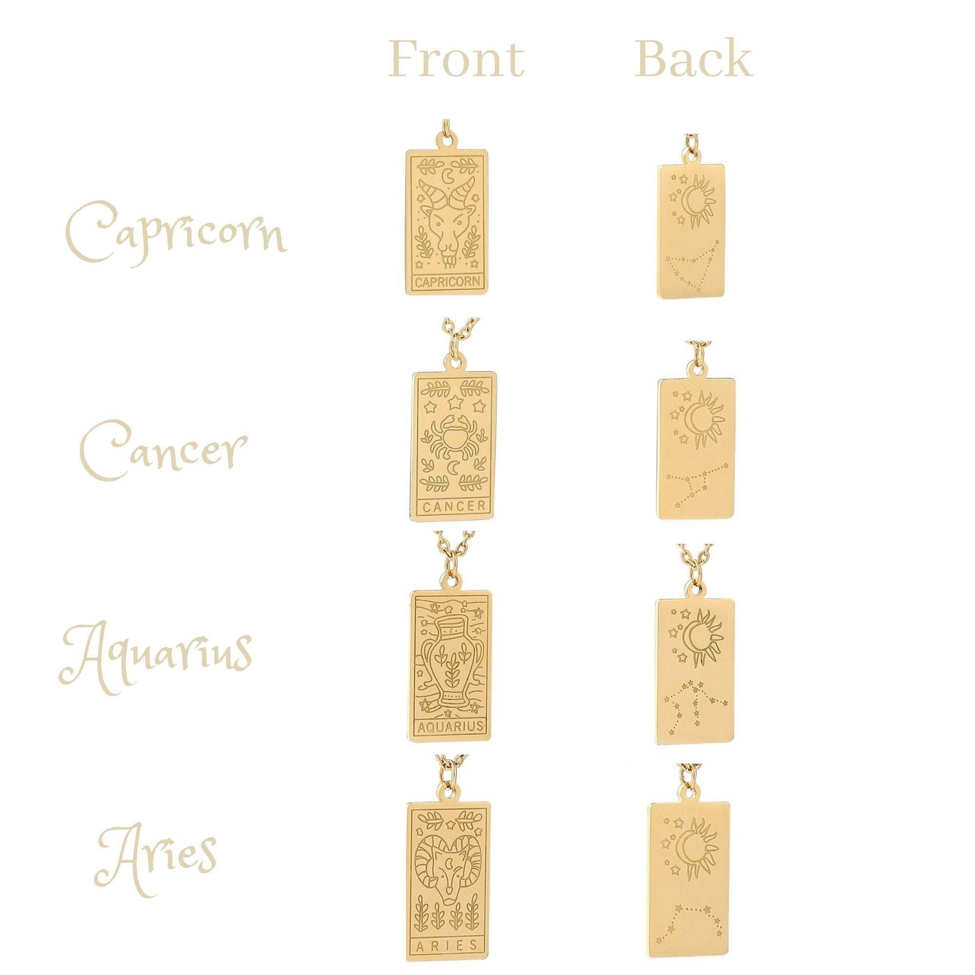 LilAryenne | Jewelry & Suncatchers - Vendita all'ingrosso Collana con ciondolo/pendaglio - Collana zodiacale minimalista in acciaio inox - regalo di astrologia8