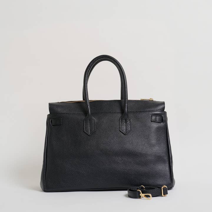 Voemièn - Wholesale Top Handle Bag - Women's - Elizabeth Bag in Black Togo Leather3