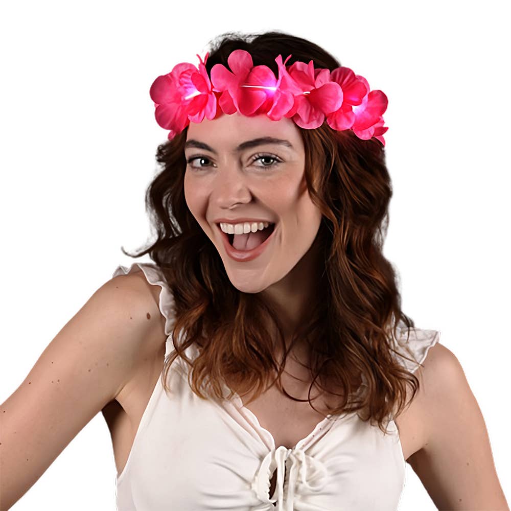 Blinkee.com, LLC – Großhandel Partyhut/Krone – Island Girl Stirnband mit tropischen Blumen und Crown Lei, Rosa0