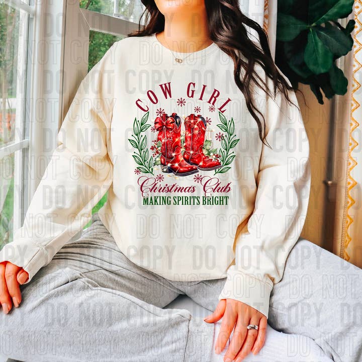 Trasferimento DTF del Cowgirl Christmas Club per la vendita all'ingrosso da parte di K and M Designs