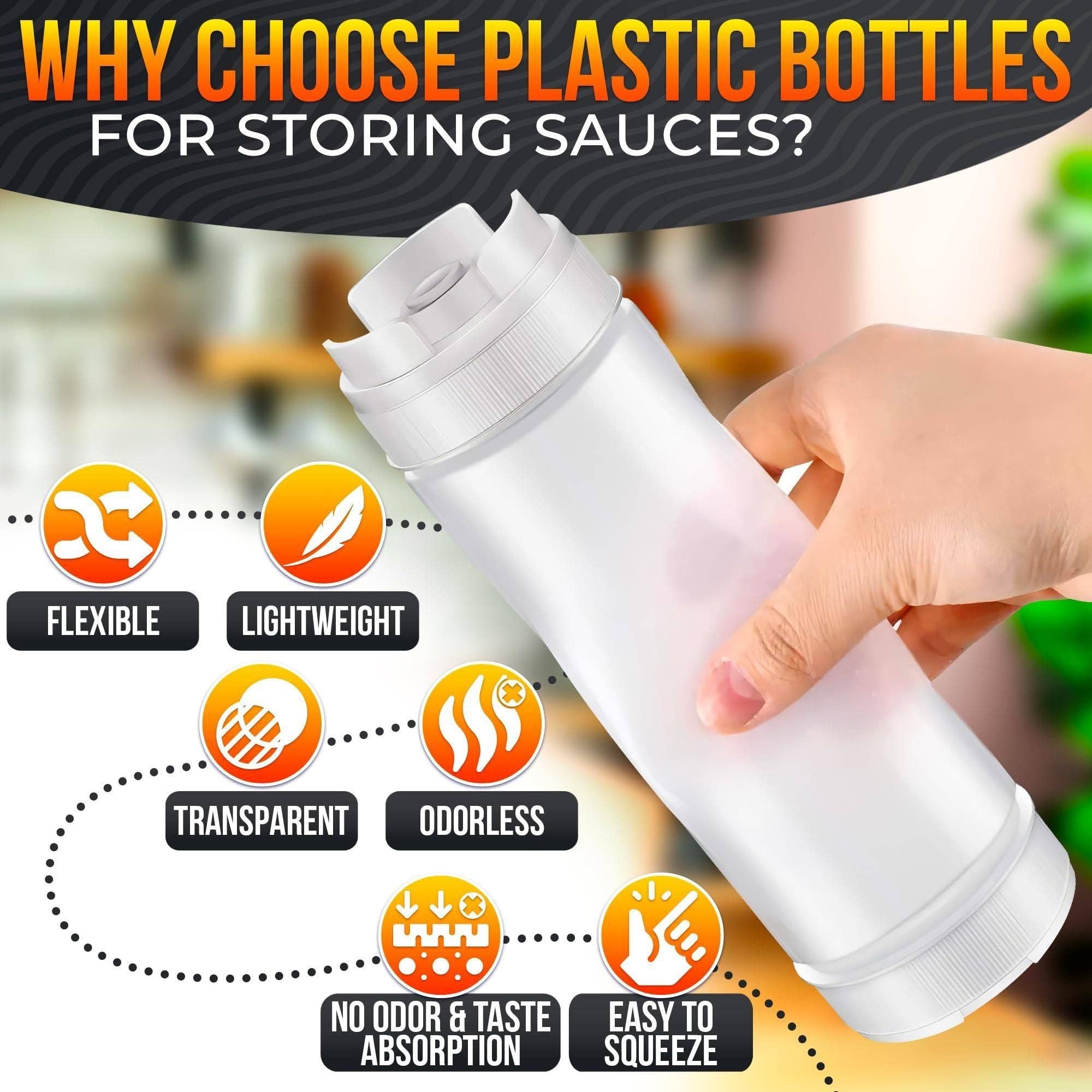 Naomi's Happy Place Shop - Wholesale Ketchup - Set of 6 Condiment Squeeze Bottles for Sauces 16 oz Self Closing Valve Easy to Fill Clear Design Ready to Dispense for Dressings Condiments and Sauces Durable and Convenient2