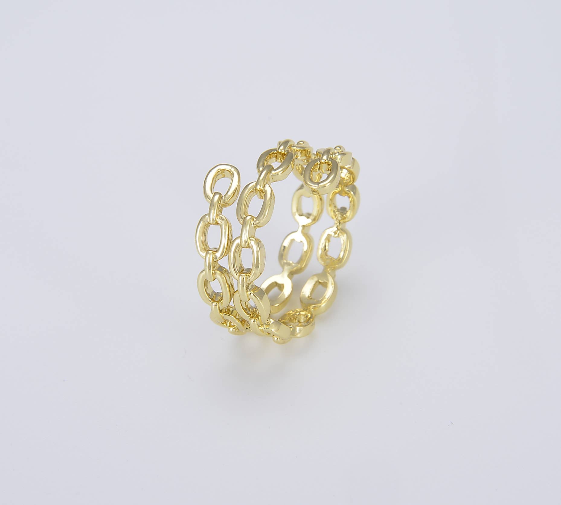 Beads Creation – wholesale Band/stacked ring – 14K Gold-Filled Thick Link Cable Chain Band Ring1