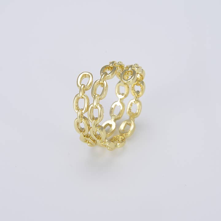 Beads Creation – wholesale Band/stacked ring – 14K Gold-Filled Thick Link Cable Chain Band Ring1