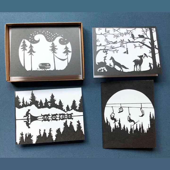 Greeting Card - Set of 8 - Adventure Pack for wholesale by Squirrel Tacos Papercuts