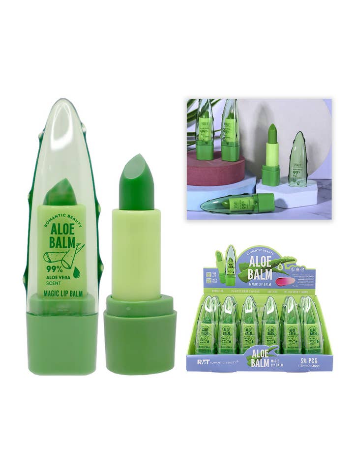 Baume à lèvres magique à l'Aloe Vera Romantic Beauty LB001 - 24 pcs pour la vente par PINEAPPLE Beauty