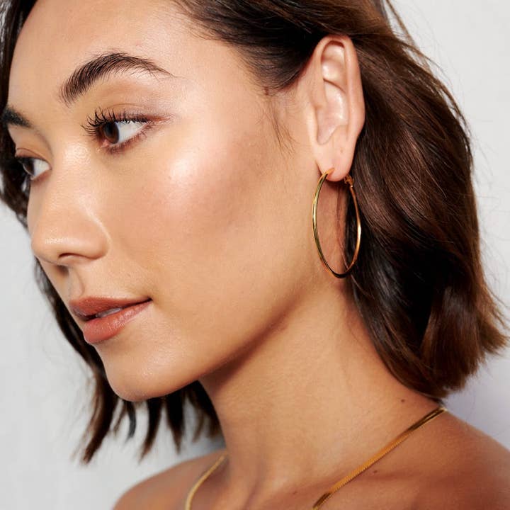 Angels Whisper Accessories - Wholesale Hoop earrings - 50mm Classic Gold Plated Hoops2