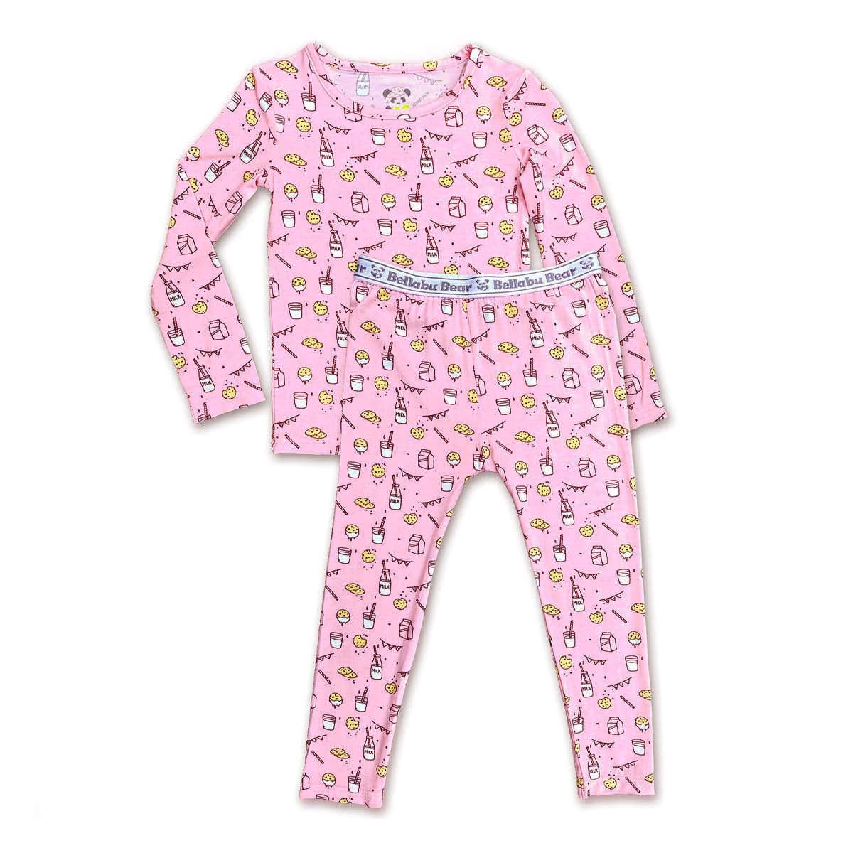 Bellabu Bear - Wholesale Sleepwear Set - Kids - Milk and Cookies Pink Bamboo Kids Pajamas0