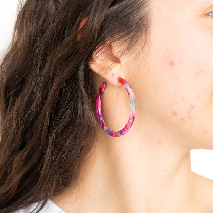 Spiffy & Splendid - Wholesale Hoop Earrings - Cameron Hoops - Paradise Pink // Jewelry, Earrings5