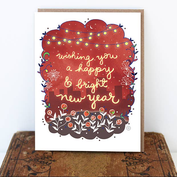 Cynla - Wholesale New Year's Card - BOX of 8 Bright New Year Card, happy new year greetings2