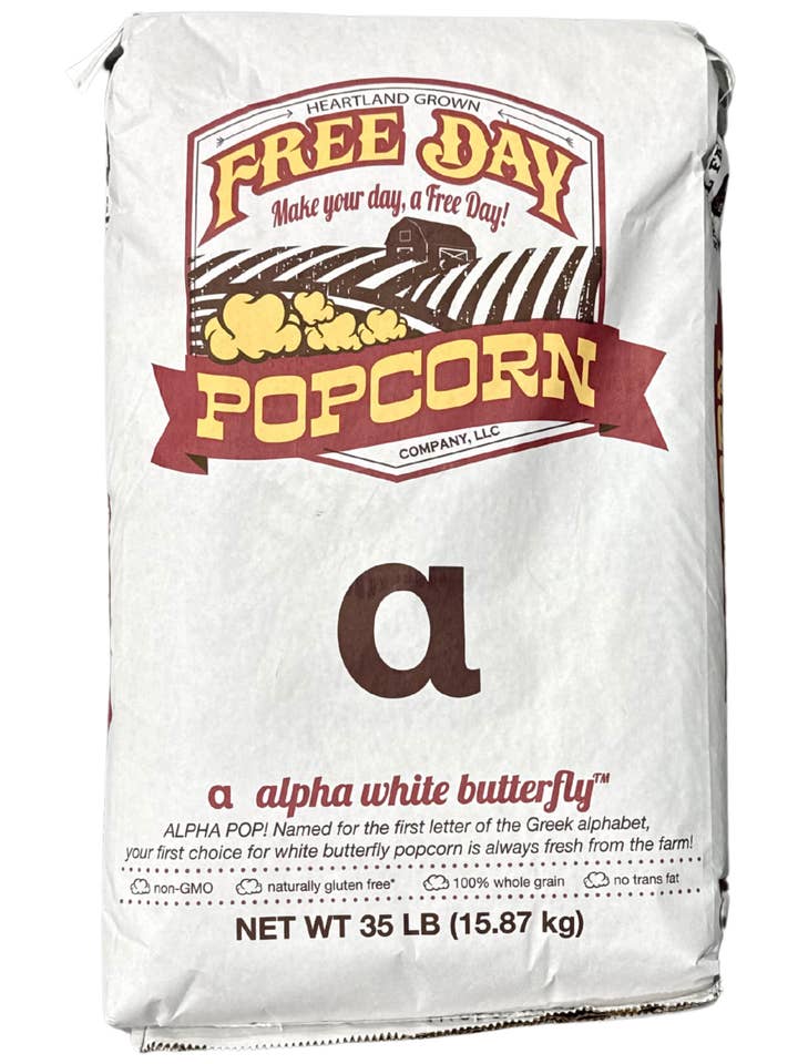 White Popcorn Kernels | 35 lb | Tender & Low-Hull Popcorn for wholesale by Free Day Popcorn Company
