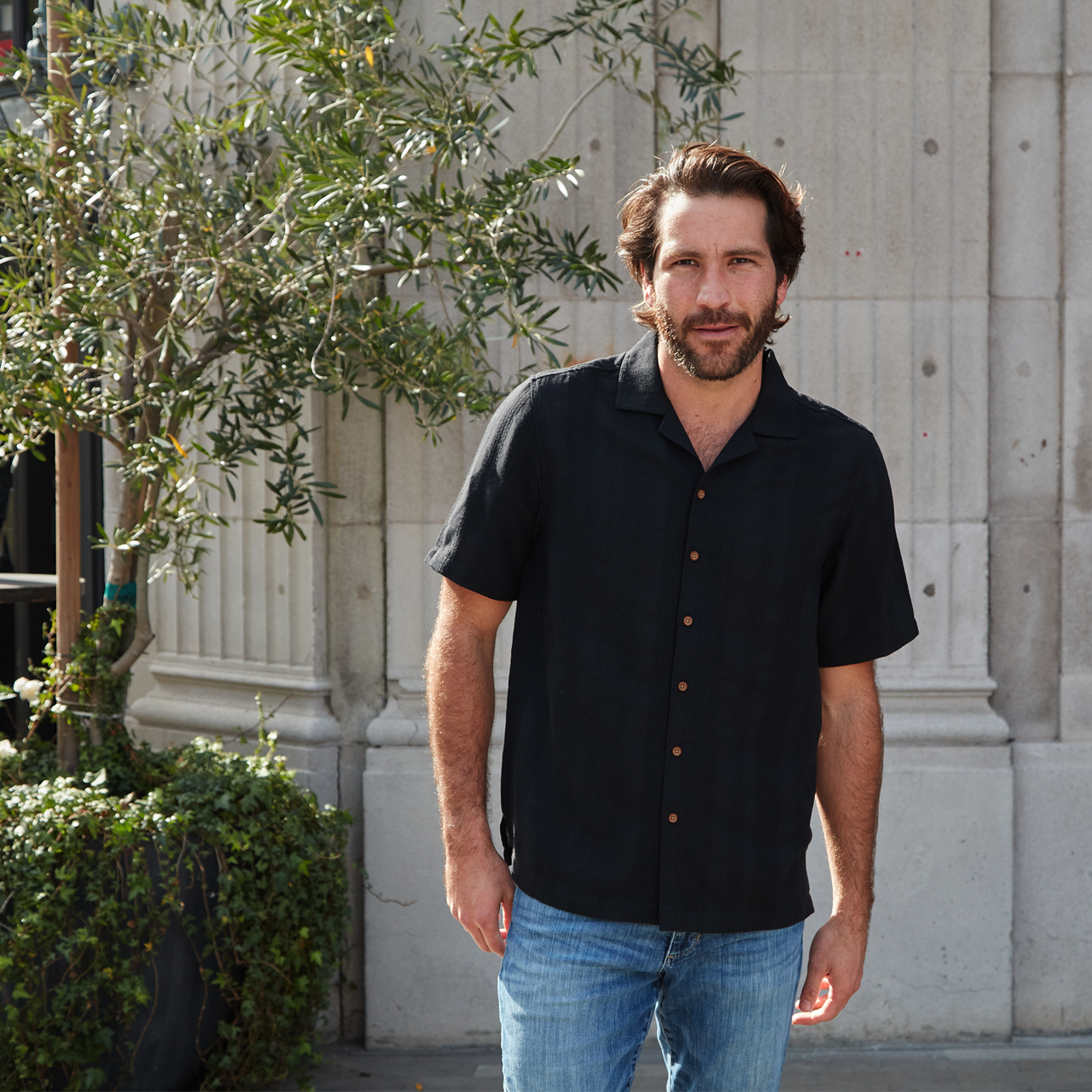 Schwarz Luis Vertikal gestreiftes Jacquard-Hemd für den Großhandel auf Faire1