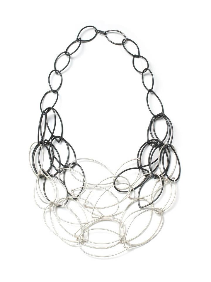 Maya Necklace in steel and silver for wholesale by Megan Auman