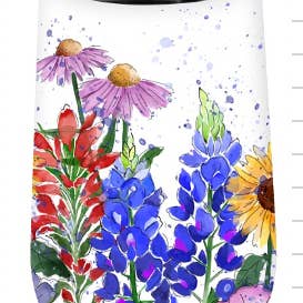 wildflower bluebonnet stainless steel wine tumbler 12oz for wholesale by BURANO