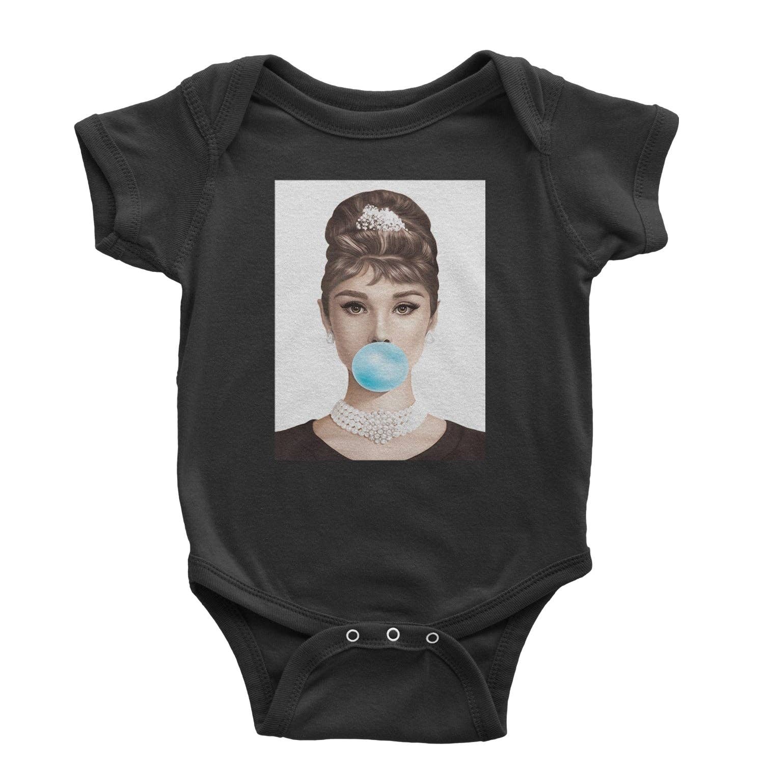 Expression Tees - Vente Body (sans pieds) – bébé - Barboteuse une pièce et t-shirt pour tout-petit Audrey Hepburn Chewing Bubble Gum American Icone0