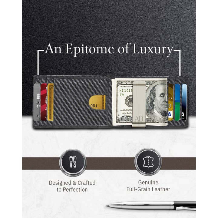 Access Denied Accessories - Wholesale Wallet - Men's - Genuine Leather Slim Money Clip Bifold Wallet For Men RFID