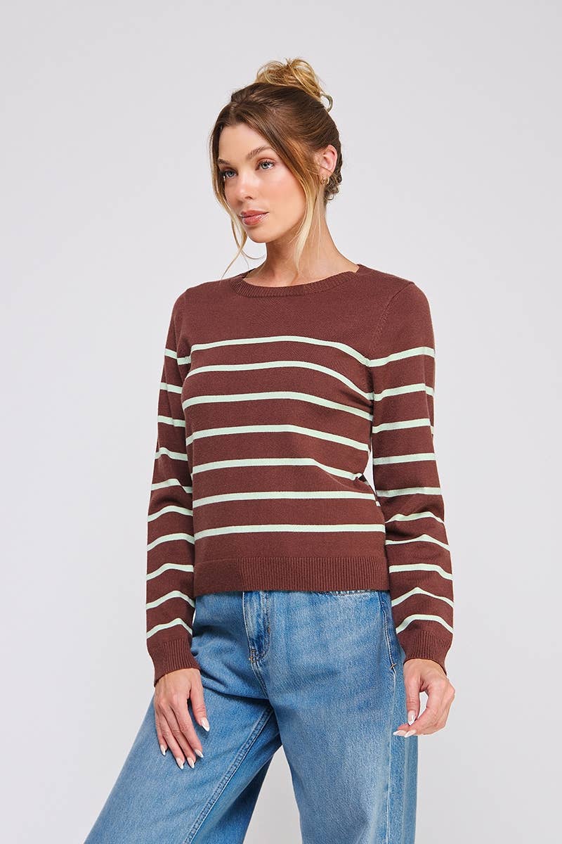 Allie Rose - Wholesale Knit Top - Women's - Fine gauge striped sweater1