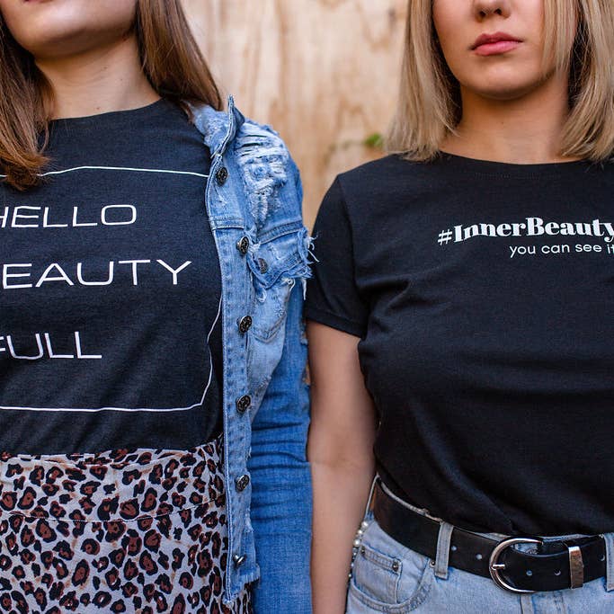 Hello Beauty Full & Co. - Wholesale Screen Printed T-Shirt - Women's - Graphic V neck T-Shirts for Women, Inspirational7