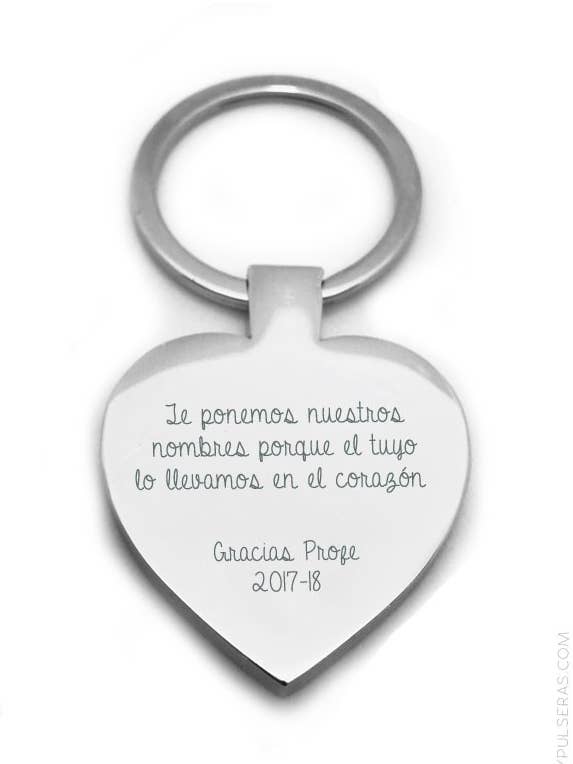 Heart engraved steel keychain with dedication. for wholesale by Happypulseras