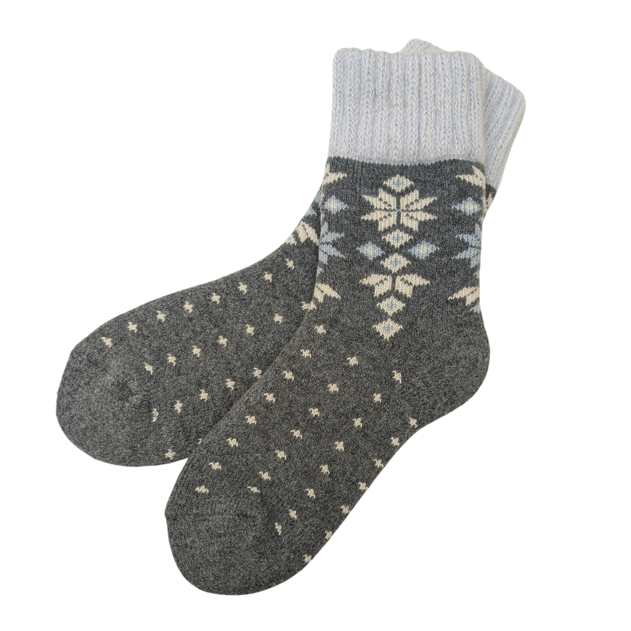 CHERRYSTONE – Großhandel Haussocken – Unisex – Thermosocken mit Rundhalsausschnitt und Schneekristallen | Griffe | Unisex M/L3