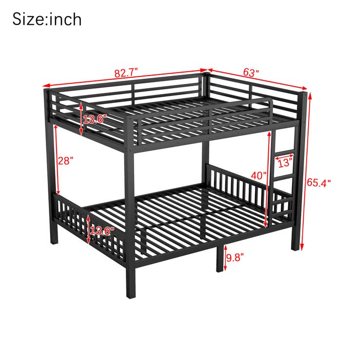39F Inc. - Wholesale Bed - Queen Over Queen Metal Bunk Bed with Ladder, Black16
