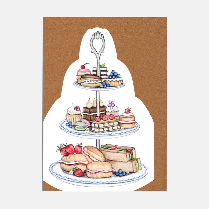 Afternoon Tea Die Cut Birthday /Blank Card for wholesale by Lottie Murphy