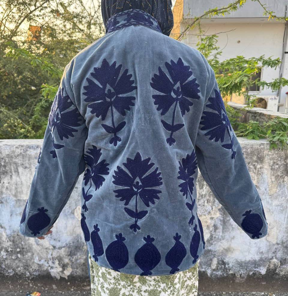 GYPSY STUDIO - Wholesale Jacket - Women's - Floral Embroidery Design Velvet Jacket Suzani Winter Jackets3