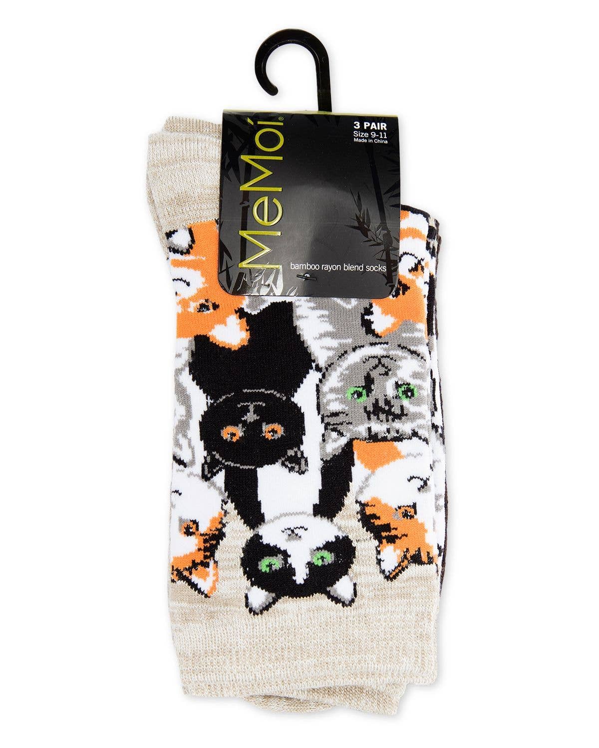 Infinity Classics International Inc. - Wholesale Socks - Women's - MeMoi Cats Montage Bamboo Crew 3 Pair Pack5
