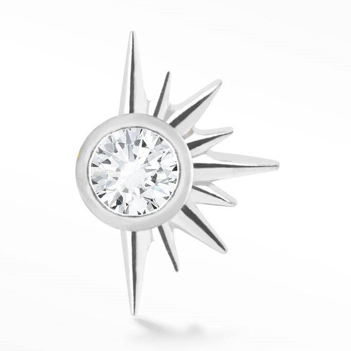 Arete de diamantes con parte trasera plana Demi Star, 14 k, color blanco para venta al por mayor de Nina Wynn Pro Shop