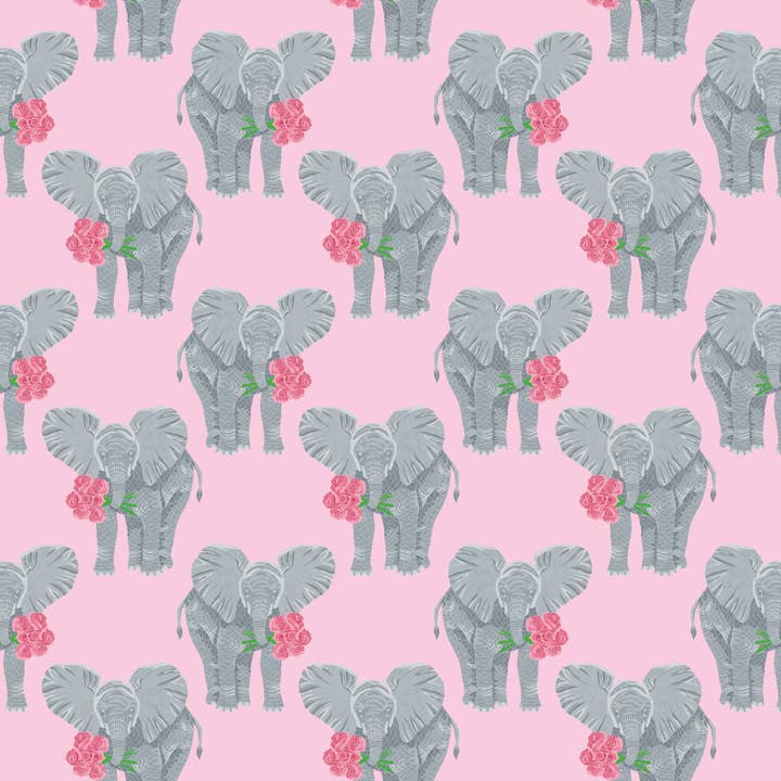 Papel de regalo de elefante pequeño con rosas para venta al por mayor de Corrina Ann Art