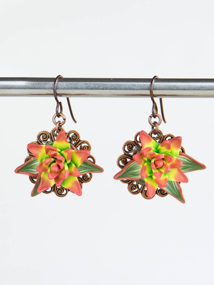 Floral Garden Øreringe - Simply Sukkulenter for engroshandel hos Petal Pushers by Janet Pitcher