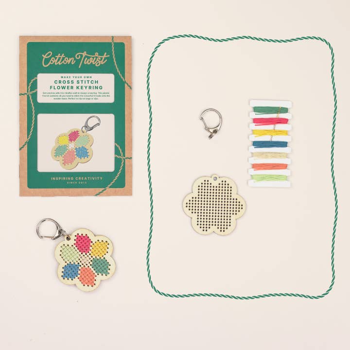 Cotton Twist (USA DUTIES PAID) - Wholesale DIY craft kit – Child - Make Your Own Flower Cross Stitch Keyring3