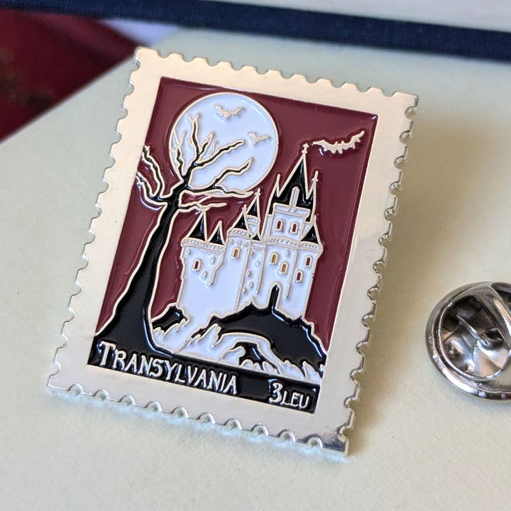 Dracula Silver Enamel Pin Badge, Bookish Souvenirs for wholesale by Beyond the Shelf