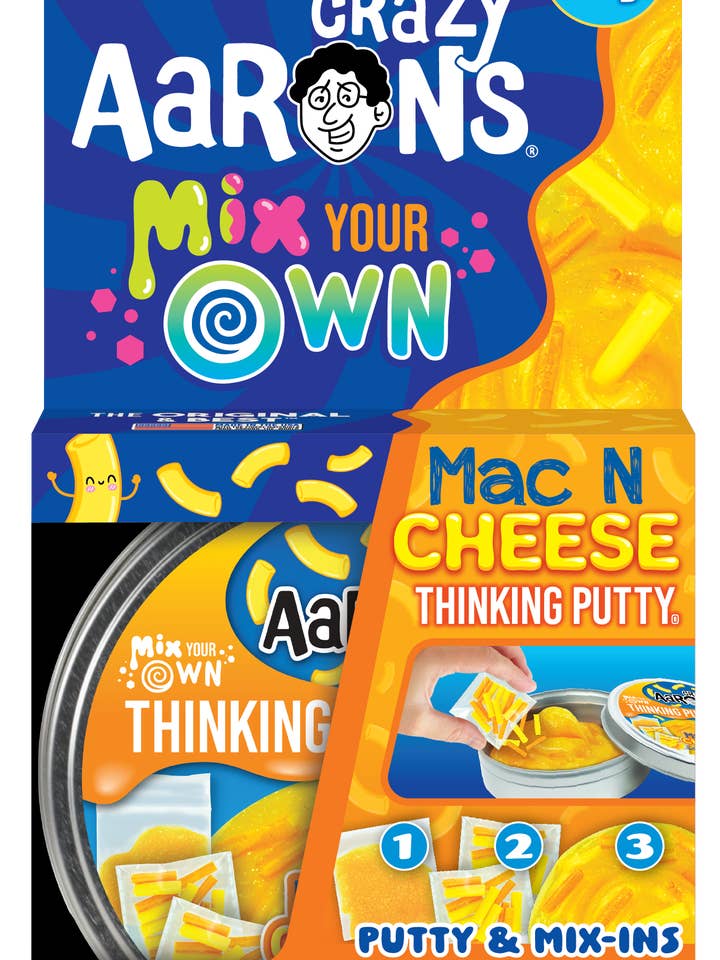 Mac & Cheese - Mix It Full Size 4" Thinking Putty Tin for wholesale by Crazy Aaron's