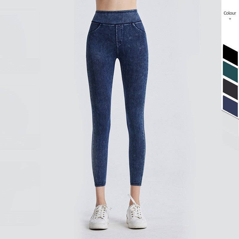 FurDecoration - Vendita all'ingrosso Leggings sportivi/loungewear - Donna - Leggings Sportivi in Denim a Vita Alta Foderati in Pile5