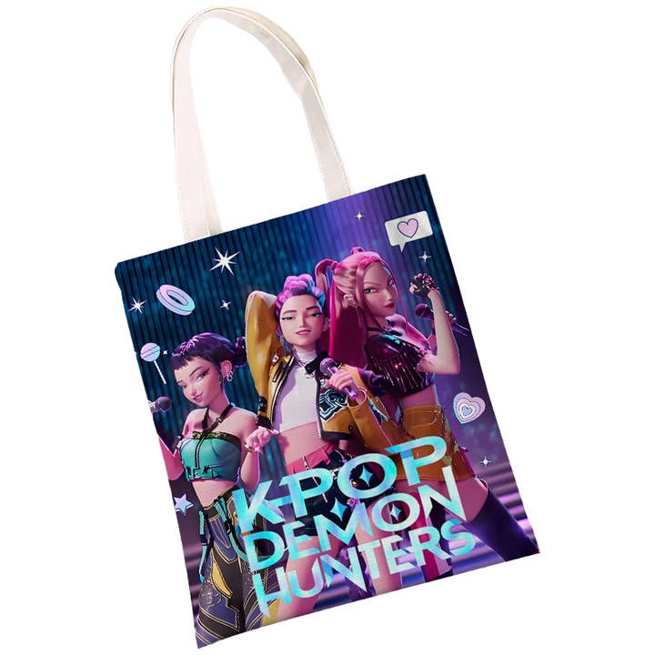 Auraquise - Wholesale Tote Bag - Women's - K-Pop Demon Hunters & Fansa Boy Group Double-Sided Printed Canvas Tote Bag, Large Capacity Shoulder Bag3