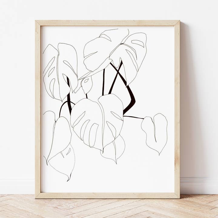 Monstera Bunch Minimalistic Botanical Art Print for wholesale by LaCott Fine Art