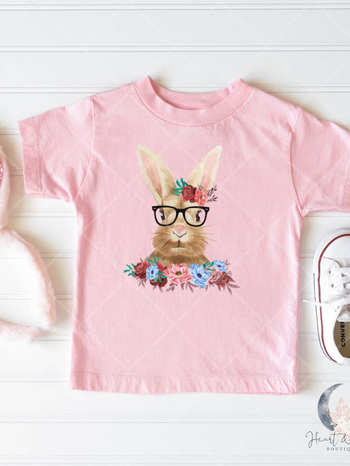 Kids floral easter bunny tshirt for wholesale by Heart & Soul Boutique