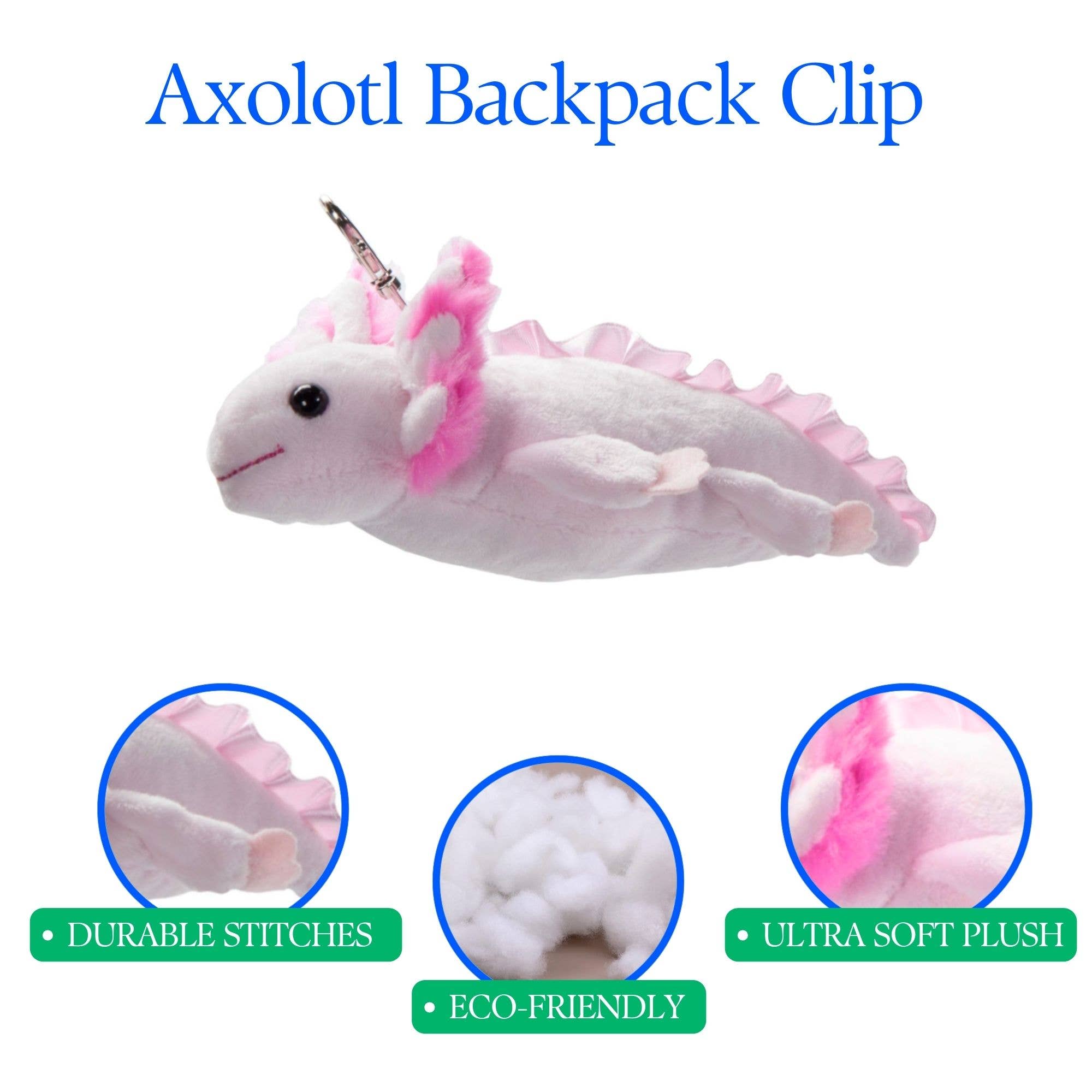 The Petting Zoo - Wholesale Keychain - Kids - Key Chain  Axolotl 7"  Backpack Clips1