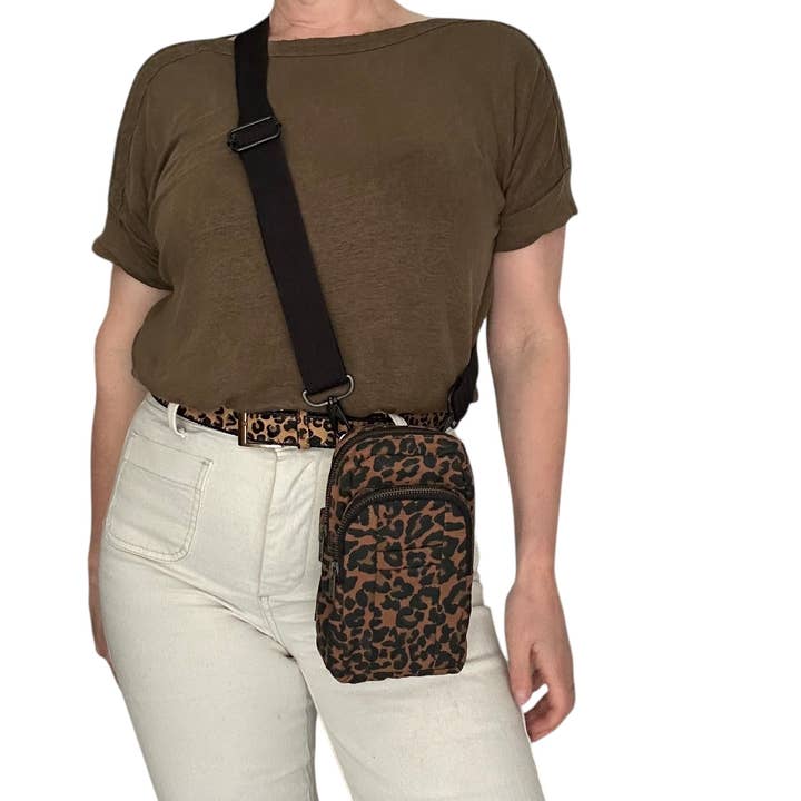 Barcelona bag - brown leopard print for wholesale by Sixton London