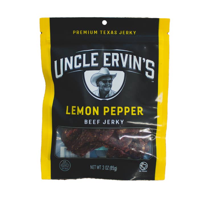 Uncle Ervin's Lemon Pepper Beef Jerky 3 oz for wholesale by Uncle Ervin's