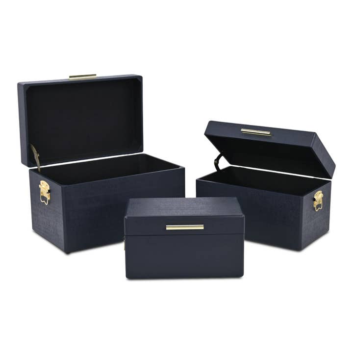 Cheungs Home Decor - Wholesale Trunk - Sable Set of 3 Trunks with Gold Handles36