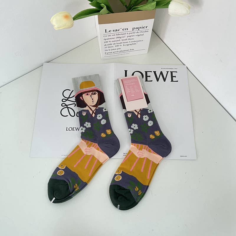Tourtiwi - Wholesale Socks - Unisex - Retro Art Abstract Print Mid-Calf Socks16