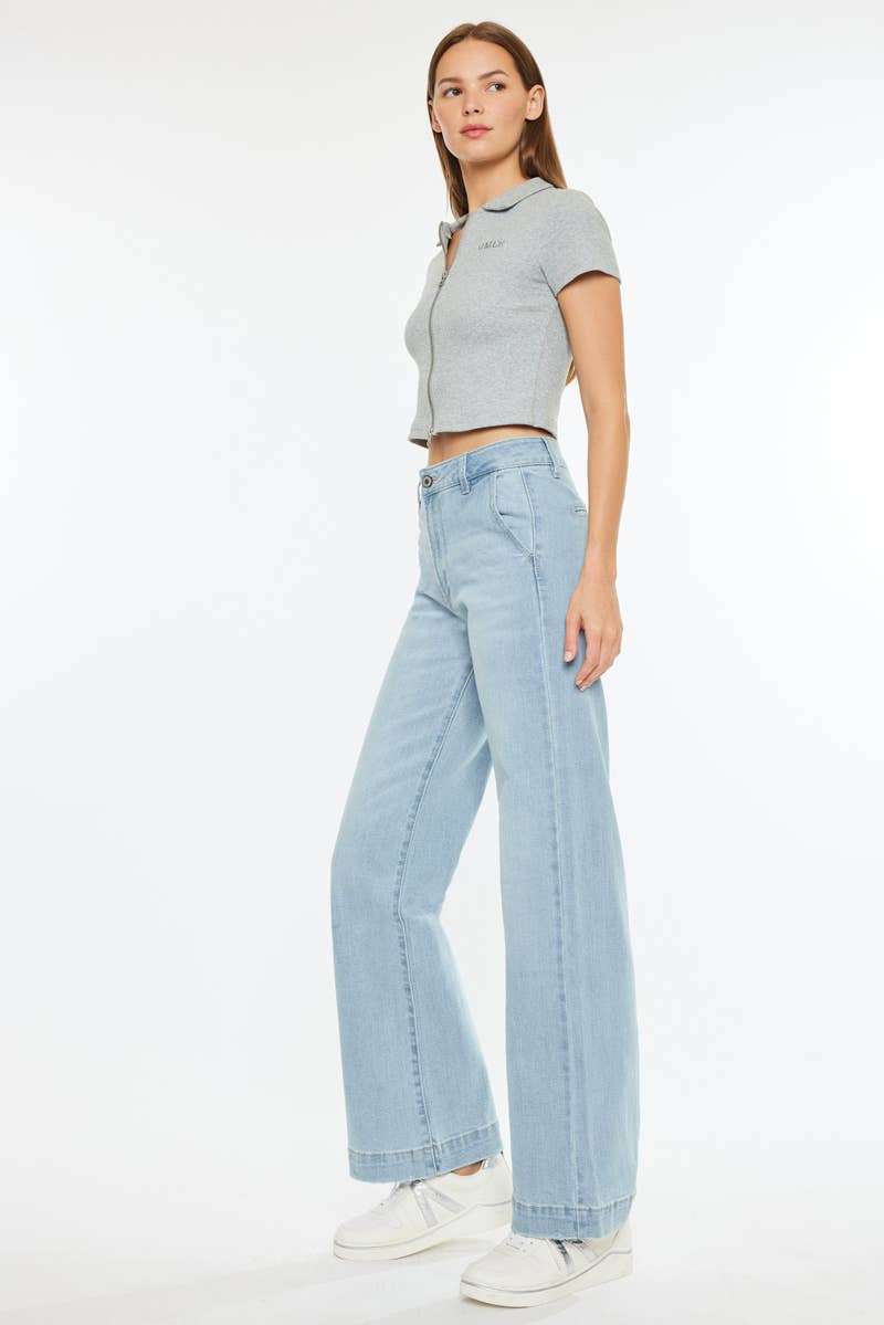 LIGHT OPEN PACK HIGH RISE WIDE LEG TROUSER JEANS-KC7127L for wholesale on Faire4