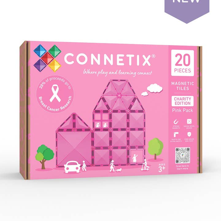 CONNETIX Magnetic Tiles Charity Pack Pink, 20 Pieces for wholesale by CONNETIX