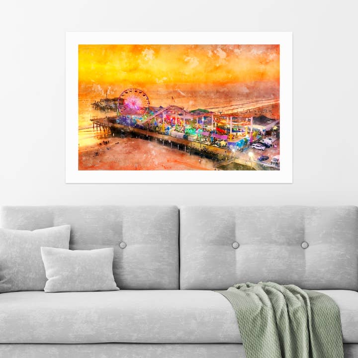 Giclee Art Prints, Los Angeles CA, Santa Monica Pier voor wholesale door G.O.A.T House of Creative