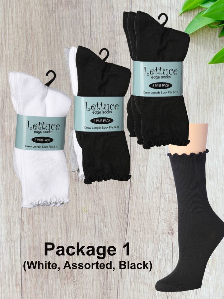3er-Pack Damen-Socken in verschiedenen Stilen mit gewelltem Rand in Crew-Länge für den Großhandel von Isadora, Tipi toe, & James Fiallo